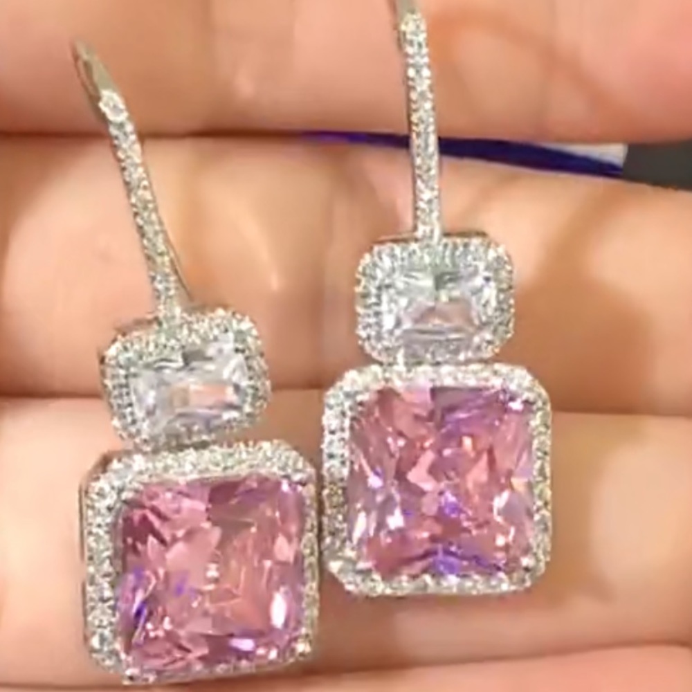 14k 4ct Pink Sapphire Earrings - Picture 6 of 15